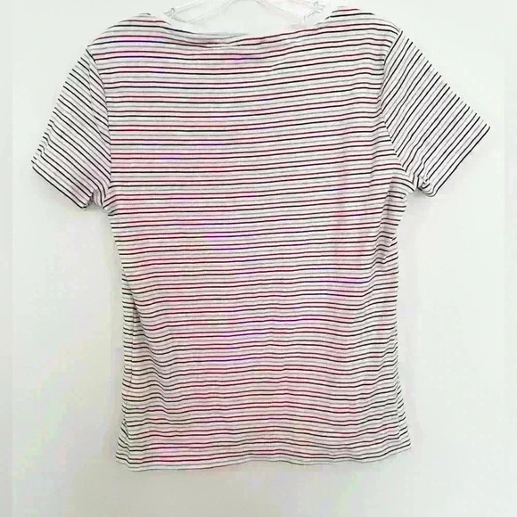Tommy Hilfiger Women's Striped Crewneck Tee Shirt White Multi Stripes Large - Picture 3 of 5